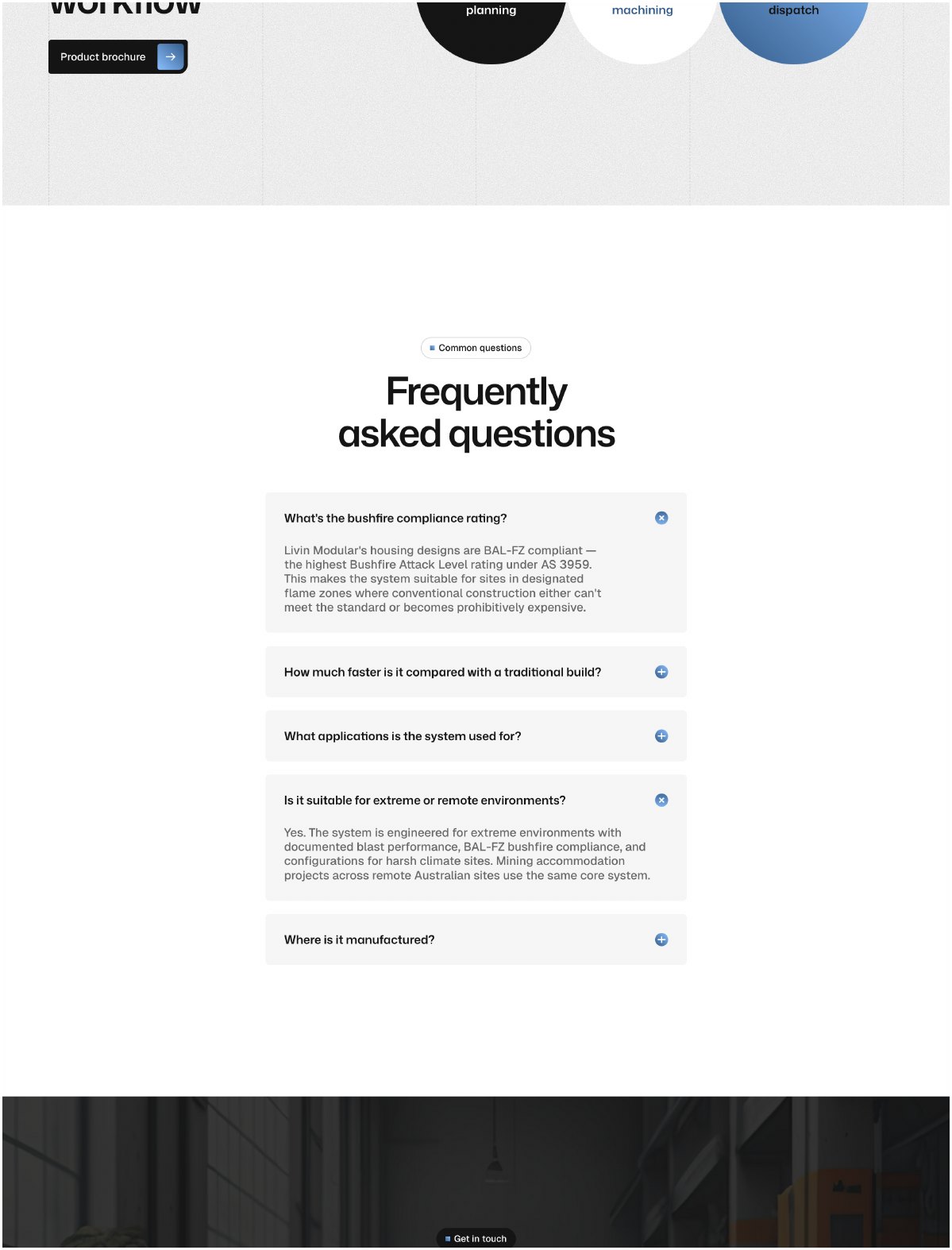 Three-step workflow and the frequently asked questions accordion.