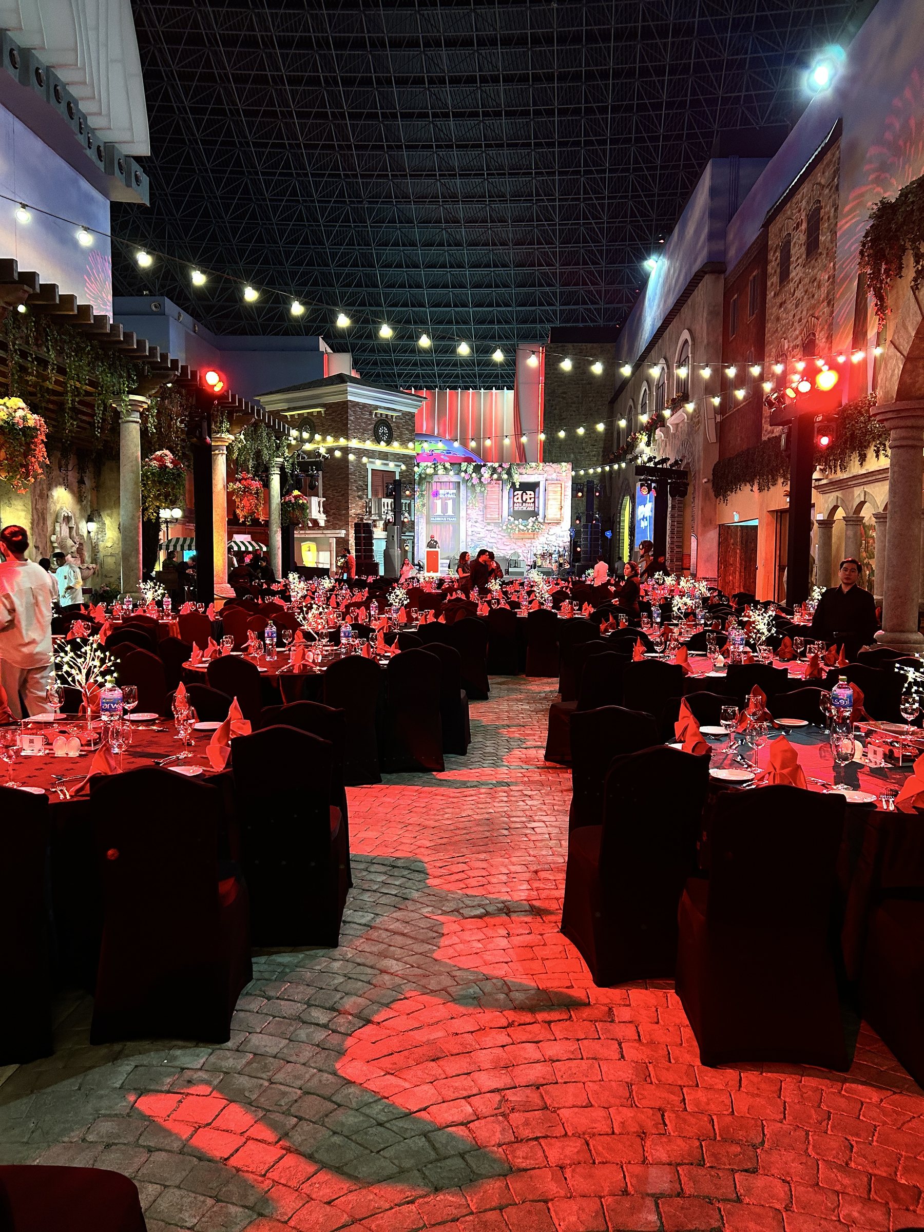 The gala room dressed for the awards night.