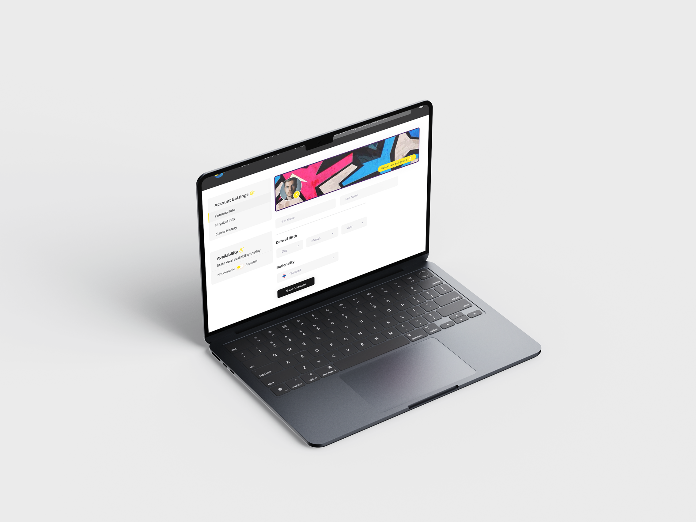 The Futee player profile open on a laptop.