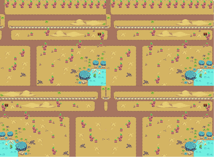 The desert level of the Superfood Adventure RPG, drawn in pixel art.