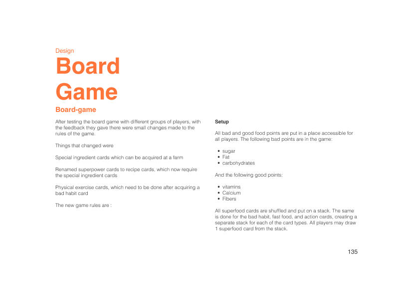 Thesis slide listing the changes made to the rules after testing the board game with different groups of players.